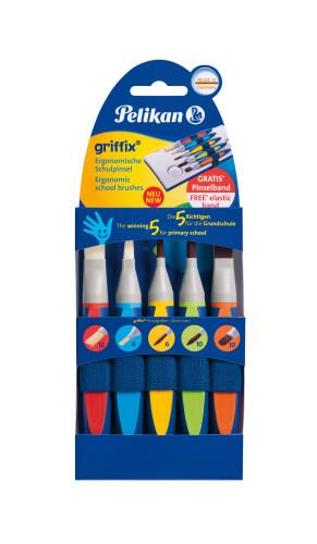 Pelikan griffix® Pinselset für die Schule mit Pinselband, 5er Set